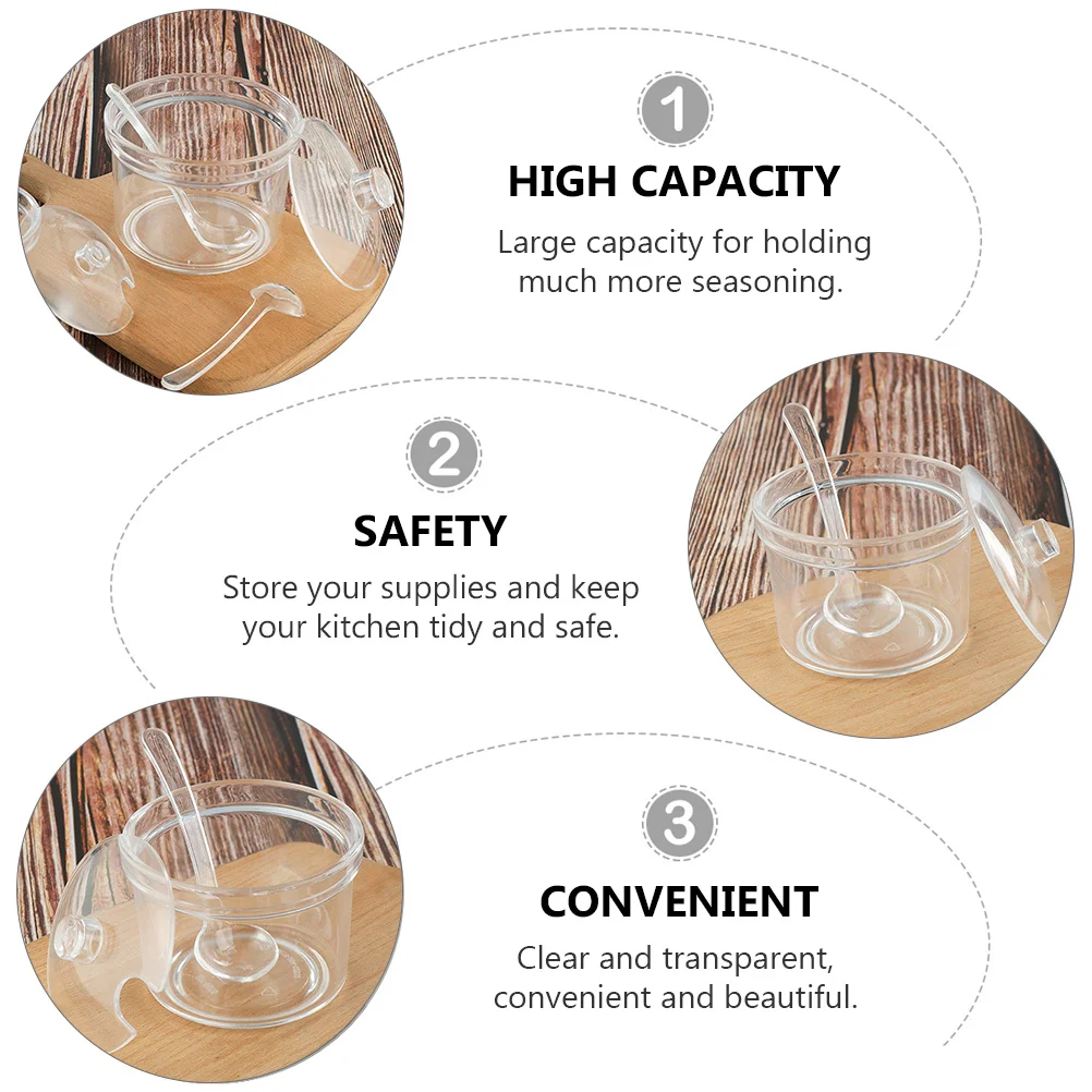 Caja de almacenamiento de condimentos transparente, utensilio de cocina acrílico para especias, sal, pimienta, curry, amido de maíz, contenedor de sabor sin polvo, 2 uds.