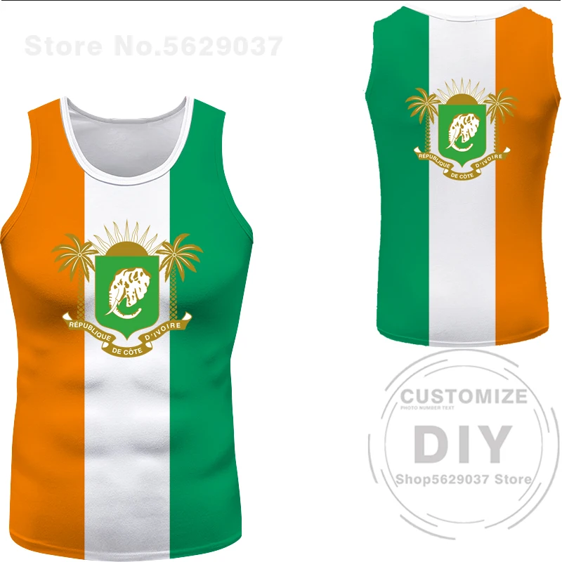 Cote D\'Ivoire Vest Flag Free Custom Civ Tank Top Nation Ci Ivory Coast French D Ivoire Country Print Photo Sleeveless T-Shirt