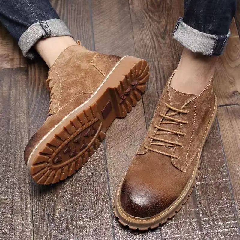 

High-top Martin boots for men British style retro trend all-match short boots suede leather mens boots