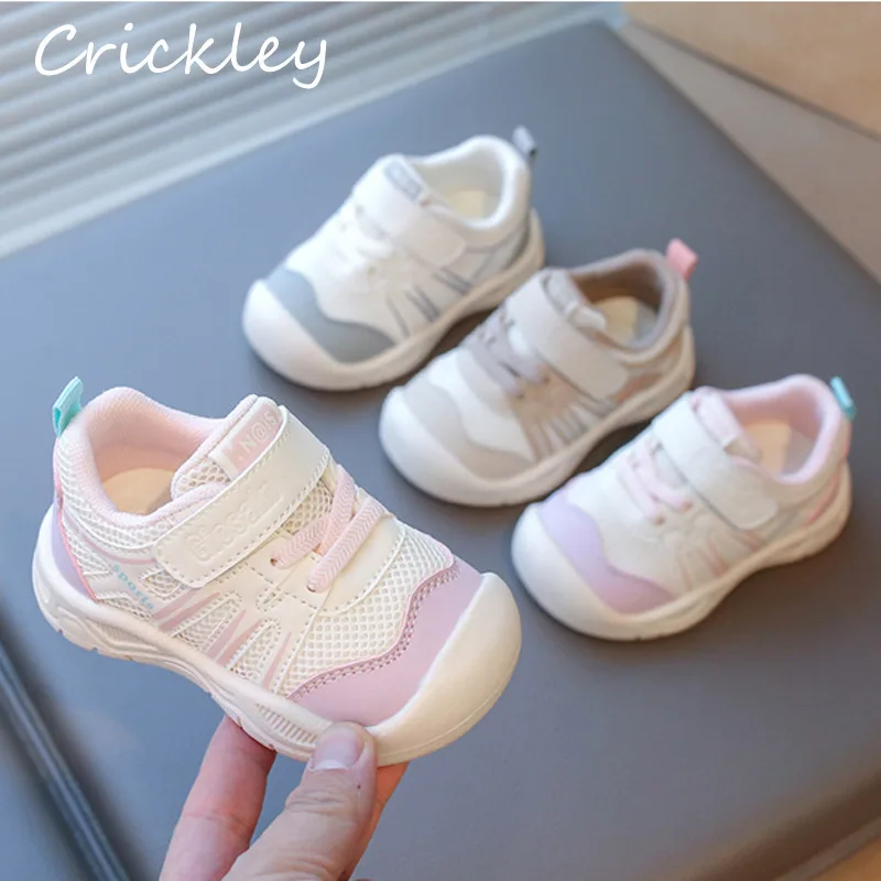 

Mesh Patchwork Baby Boys Girls Sneakers PU Hook Loop Breathable Todder Kids Casual Shoes Soft Bottom Children Sport Shoes