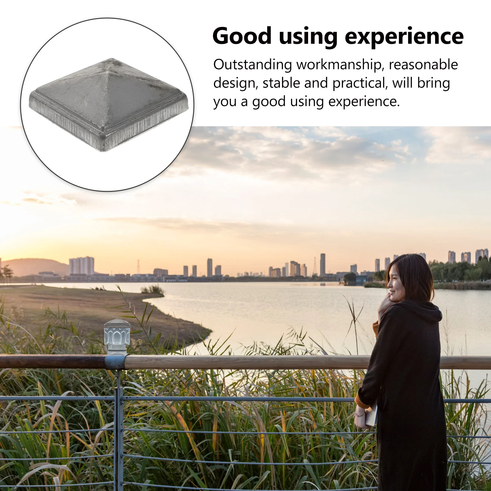 12 قطعة قبعات عمود السياج المعدني الهرم مستطيل يغطي واقية الحديد آخر قبعات ل سياج سطح السفينة ساحة الدرابزين عمود غطاء حديد #2