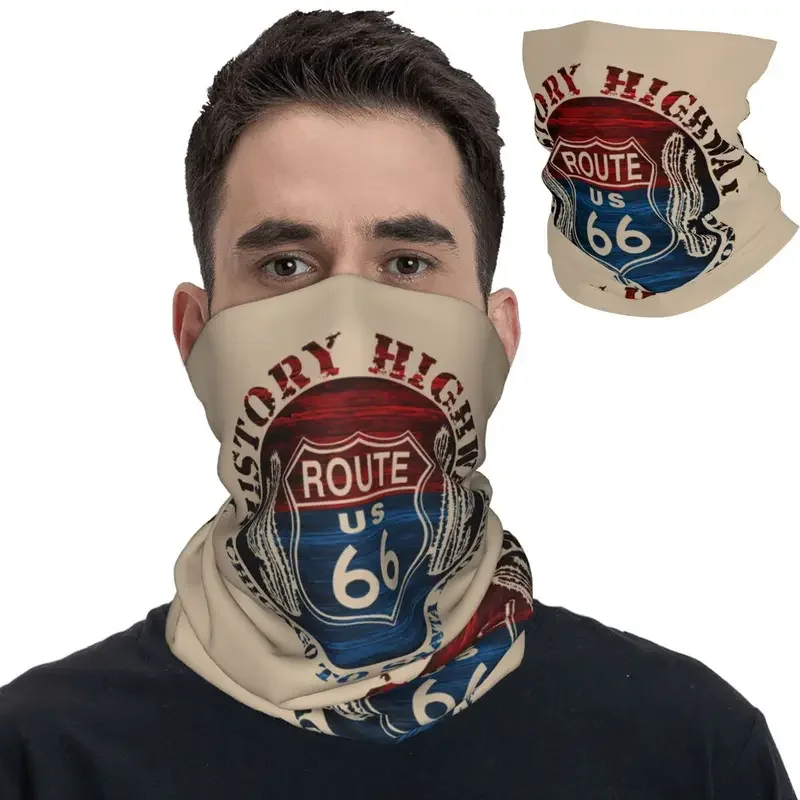 Pasamontañas con estampado de Route 66 The Great America Road, Bandana para el cuello, bufanda mágica para deportes al aire libre, Unisex, Adulto, transpirable