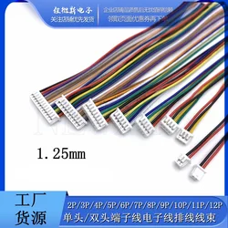 10Pcs JST 1.25mm Single/Double Head Wire Cable Connector Micro Pitch 1.25mm 2/3/4/5/6/7/8/10/12 Pin Plug Electronic Wire 28AWG