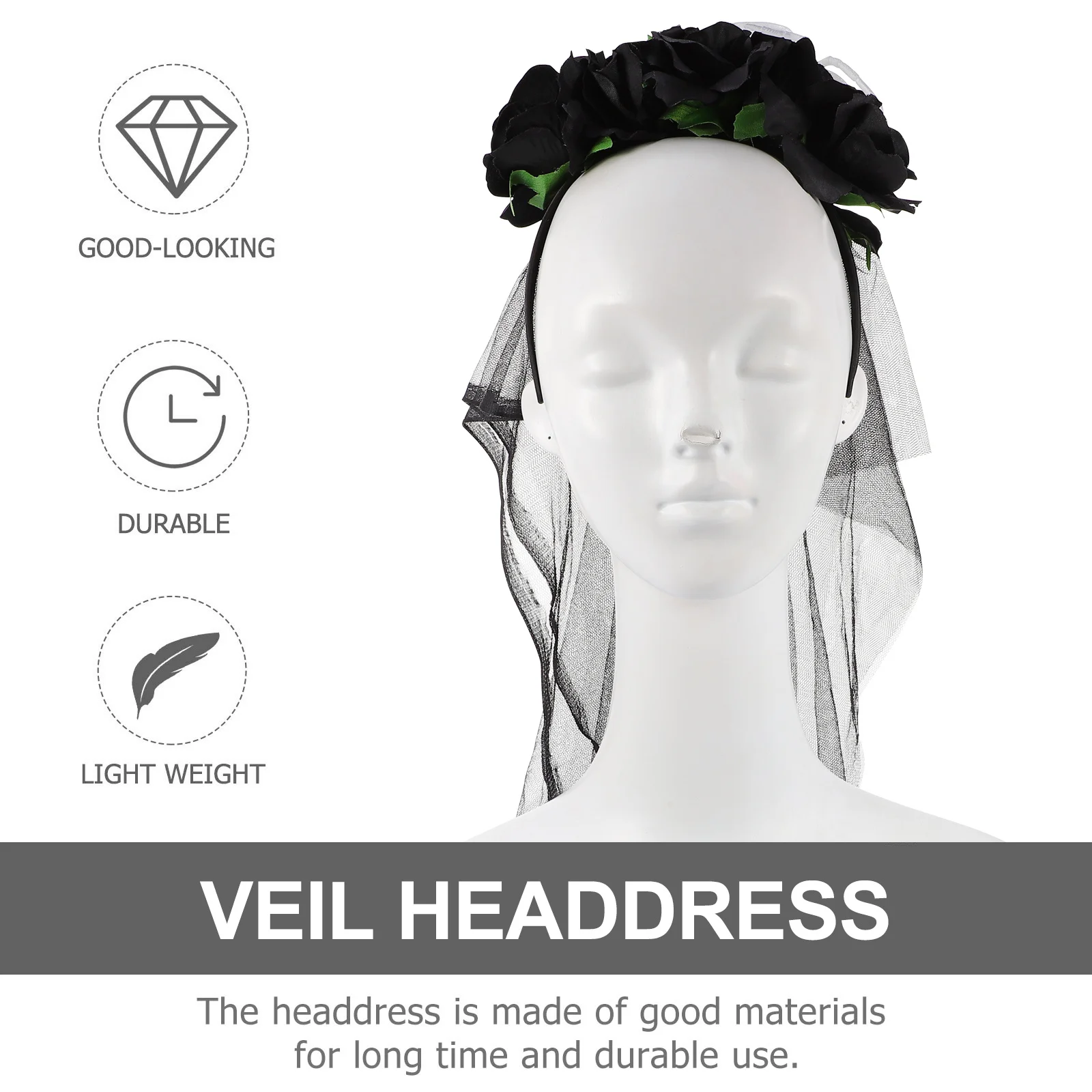 

Spider Flower Halloween Mesh Veil Headband Long Veil Headpiece Costume Cosplay Accessory Elegant Scary Look Party Gift