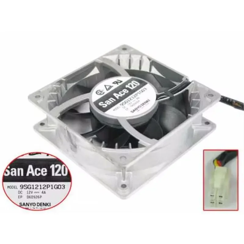 Sanyo Denki 9SG1212P1G03 DC 12V 4A 120X120X38mm 4-Wire Server Cooling Fan