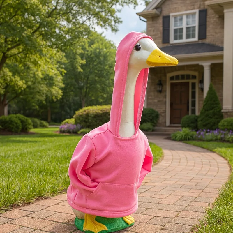 Cute Pink Hip Hop Hoodie Costume For Porch Goose Fun Holiday Dress Up For Christmas Halloween Outdoor Patio Decor