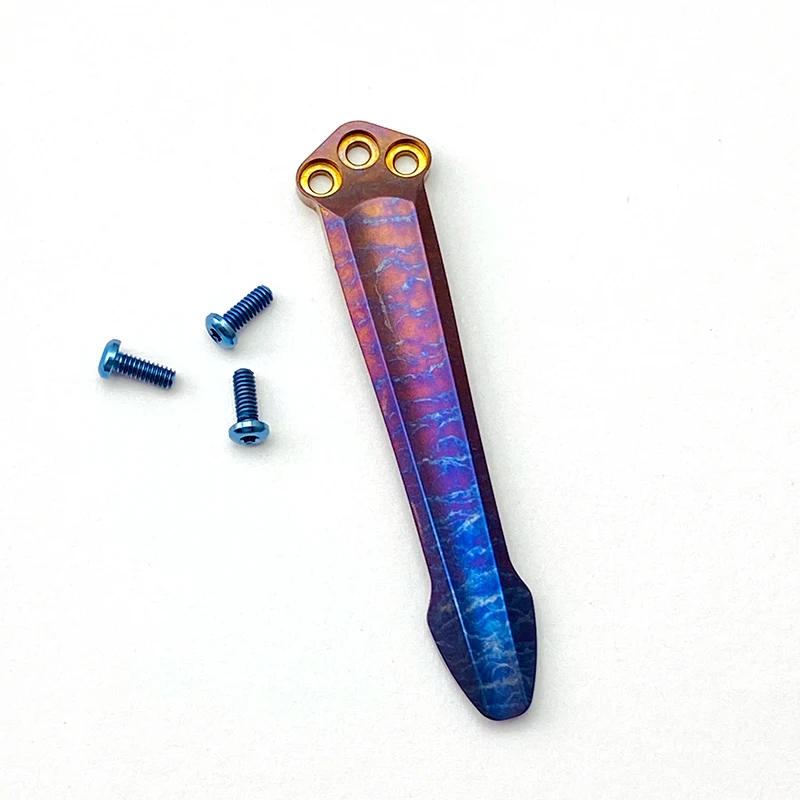 Laser blue lntegrated Titanium Alloy Back Clip CNC Production for CQC 551 Back Clip Holder Knife Clip with 3 titanium screws