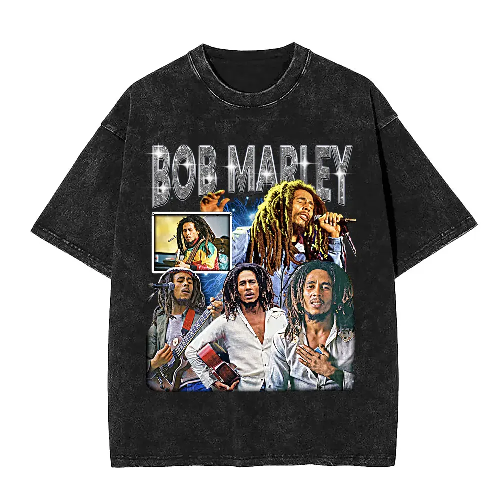 Bob Marley One Love Graphic T Shirts Reggae Music Men Women Clothing Vintage Washed T-shirt Cotton Casual Short Sleeve T-shirts