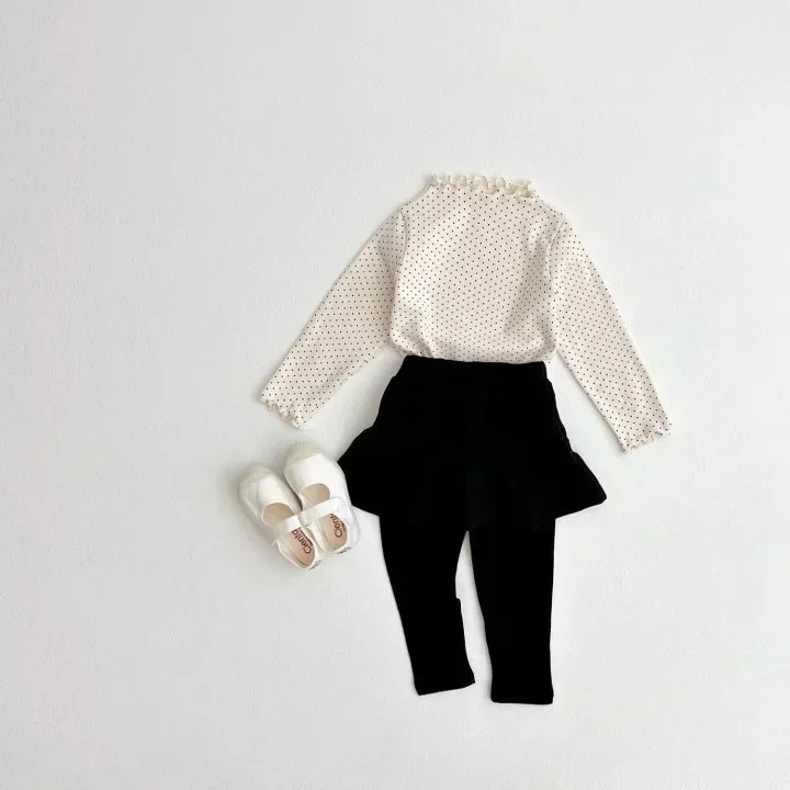 Herbst-Winter Baby Langarm-T-Shirt mit Holzohren-Kante für Mädchen, Baumwoll-Skianzug, Mädchen-Unterziehshirt, Vielseitiges Oberteil, Kinderkleidung – Detail 8