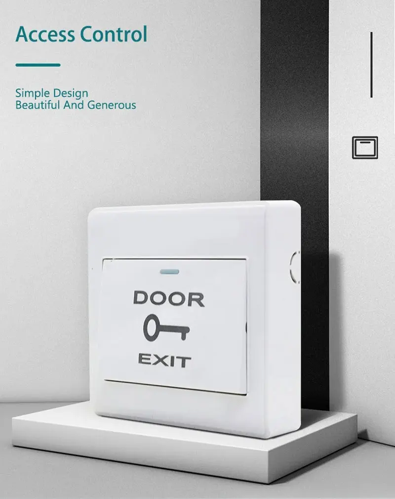 1pcs  Door Exit Button With Bottom Box For Door Access Control System Suitable For All Kinds Of Electric Lock