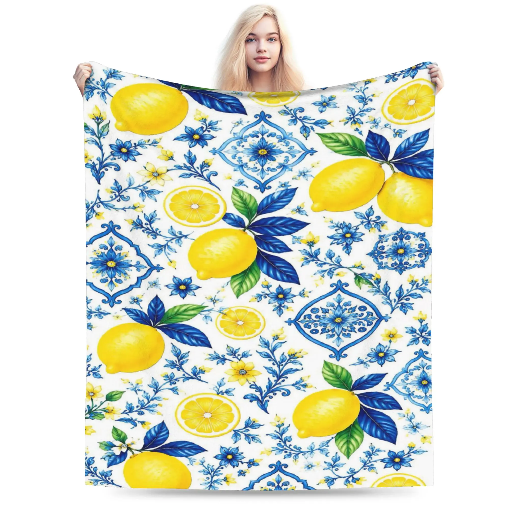 Lemon Sicily Rectangle Blanket Super Soft Flannel Relax Present  Throw Blanket Bedding Throws