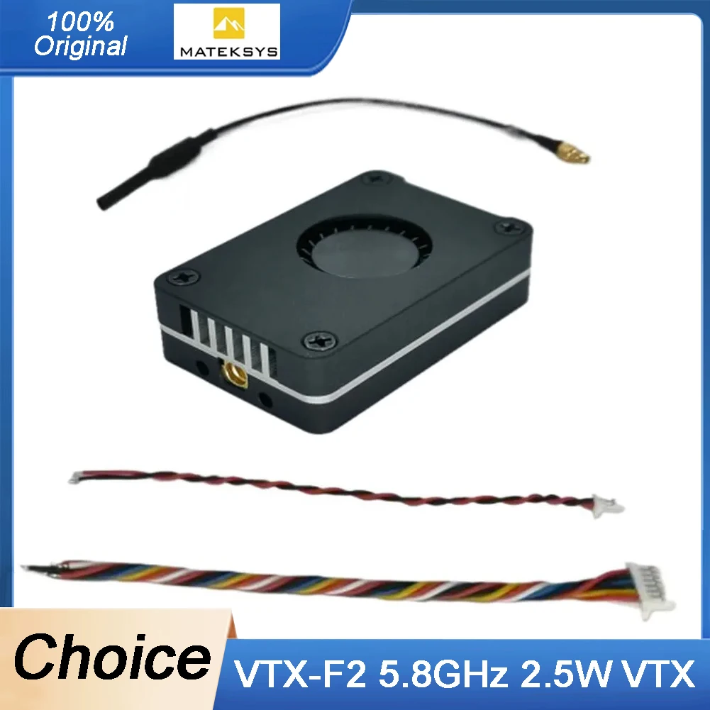 

VTX-F2 5,8 ГГц 2,5 Вт Высокомощный видеопередатчик 48 каналов с корпусом с ЧПУ Micro Turbo Fan для RC FPV Drones 7-36 В дальнего действия