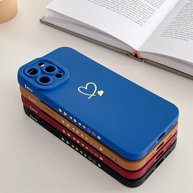 Colorful Love Heart Silicone Phone Case For iPhone 16 15 14 Pro Max 11 12 13 Pro Max X XR XS Max 7 8 Plus 16E SE 2020 Soft Cover image 4