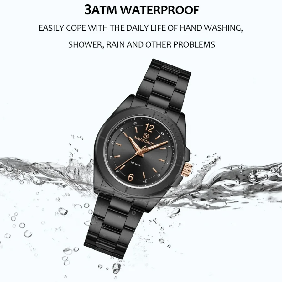 NAVIFORCE NF5062 Женские часы из нержавеющей стали Спортивная мода Водонепроницаемые женские классические простые светящиеся часы для девочек