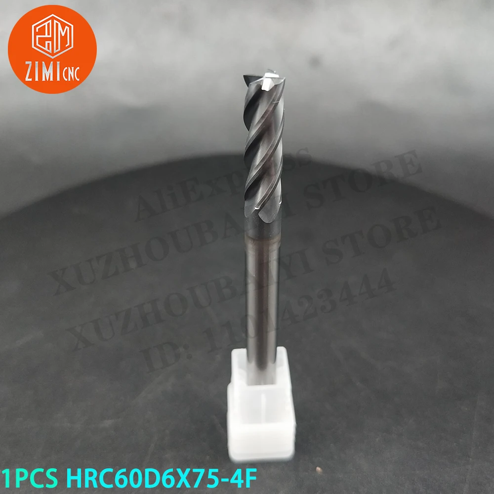 1 قطعة HRC60 D6X75-4F حديدعالى السرعه نهاية مطحنة مخرطة معدنية أداة CNC أدوات قطع الطحن القابلة للفهرسة ميكانيكي HRC60 D6X75-4F لجنة حقوق الإنسان