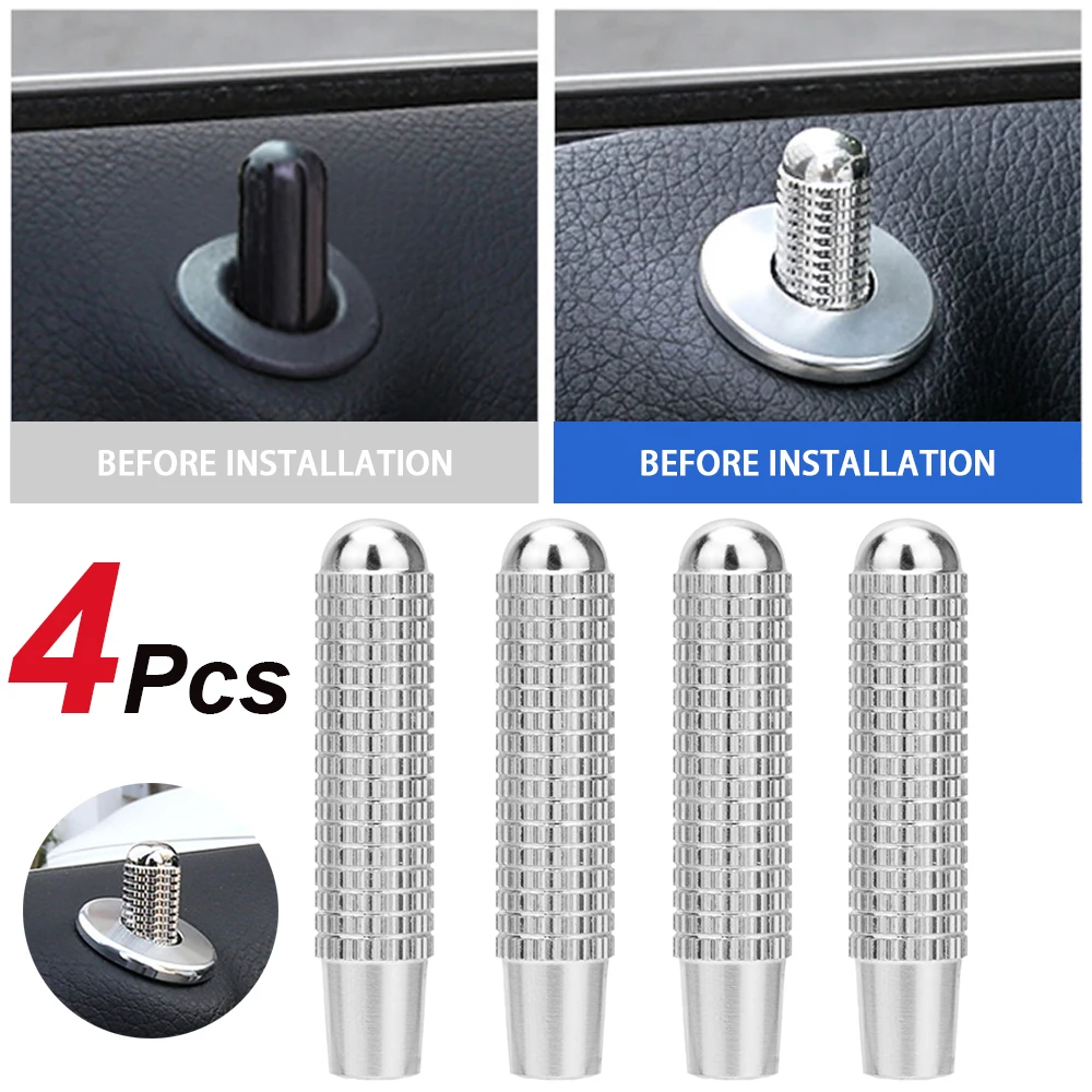 4Pcs Car Door Bolt Lock Pin Aluminum Alloy Button Cover Interior Accessories For Mercedes Benz C W205 GLC GLE E W213 CLA GLA A