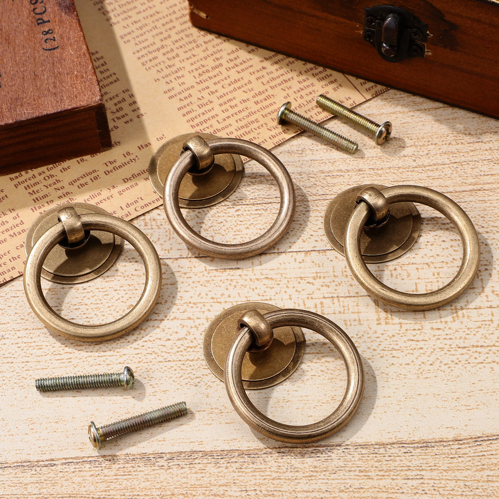 

4 pcs Brass Drawer Vintage Solid Brass Cabinet Handles Dresser Knobs Wardrobe Pulls Kitchen Cupboard Hardware Metal Pulls