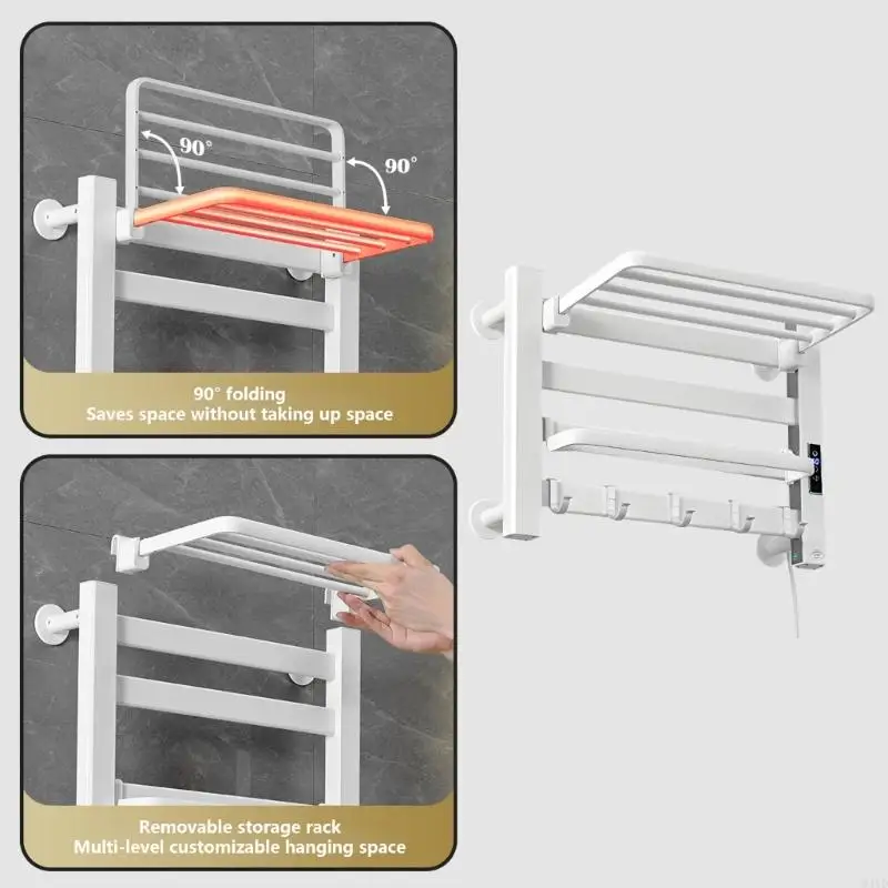 

Маленькая белая электрическая вешалка для полотенец с правой розеткой, европейский вариант 220 В, быстрый нагрев, для ванной