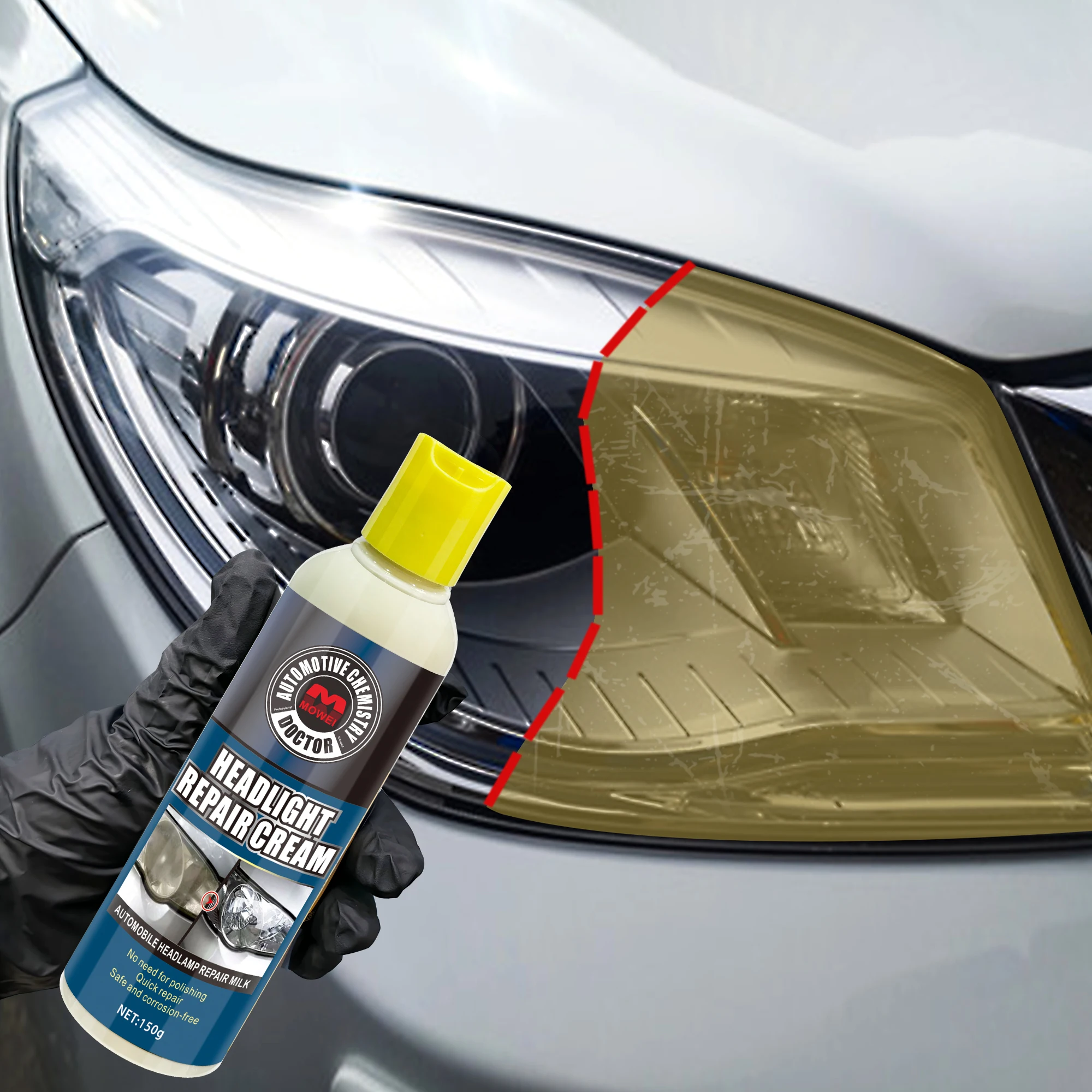 Headlight Restoration Kit - Yellowing, Oxidation, Blurs Removal for Car Headlights - Just Wipe, No Need to Polish - Professional