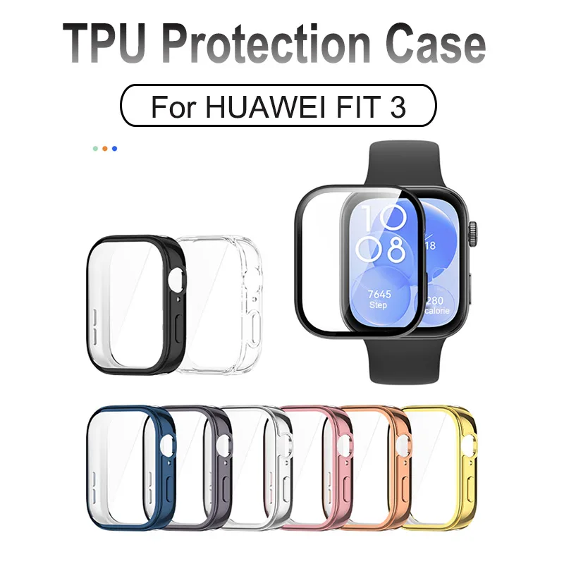 TPU Case For Huawei Watch Fit 3 Full Cover Cases Screen Protector For Huawei Fit3 Soft Bumper Shell Protection Accessories