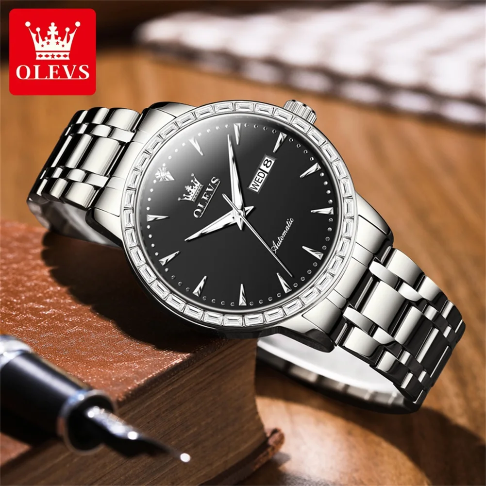 OLEVS Brand Double Calendar Mechanical Watch Simple Steel Strip Men's Watch Business Waterproof Men's Watch 7019
