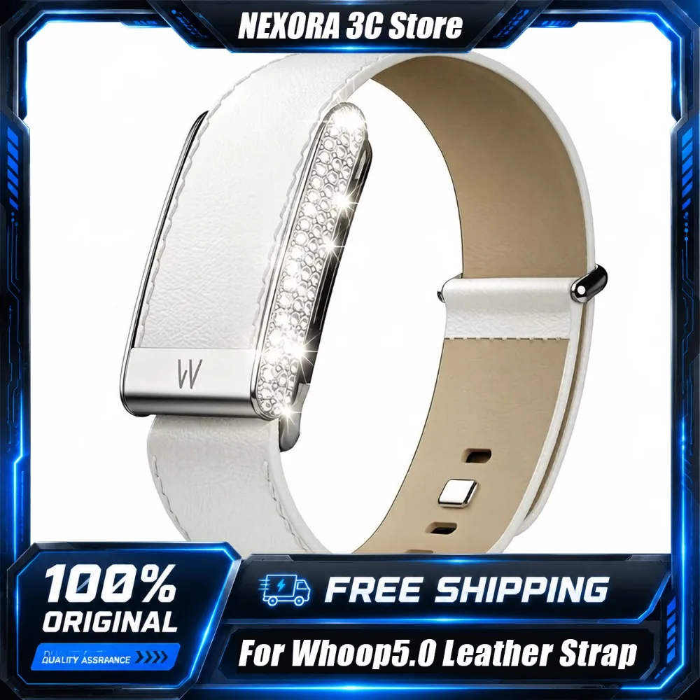 Bling Diamond Metal Case with Leather Strap for Whoop 5.0 Business Wristband Sparkling Replacement for Whoop Accessories