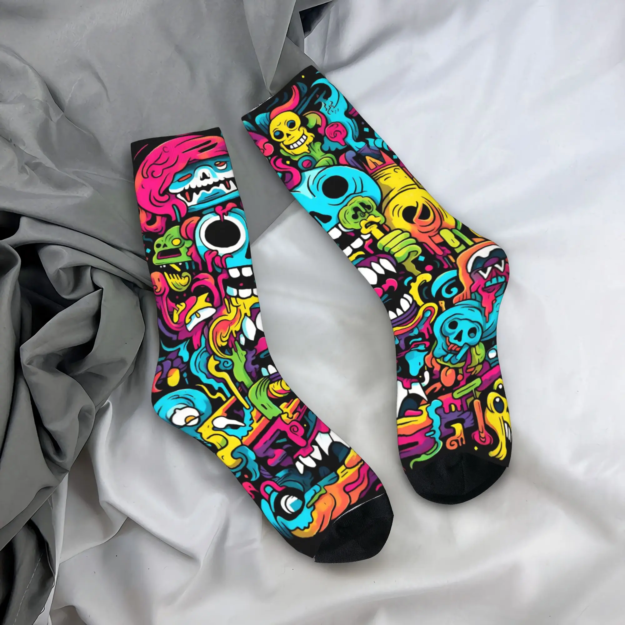 

Psychedelic Graffiti Trippy Psychedelic Art Faces Stockings Casual Socks Men Soft Socks Winter Running Anti Bacterial Socks Gift