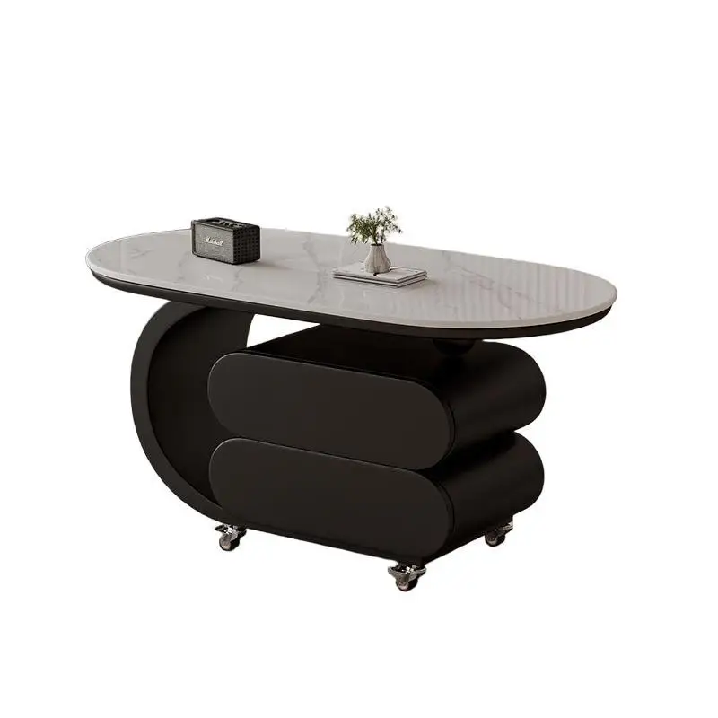 

Modern, Italian, Mobile, Coffee Table, Living Room, Home, Slate, Light Luxury, Oval, Simple