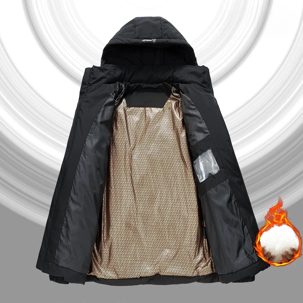 Outdoor Water-Resistant Down Jacket Men Winter Windproof Warm White Duck Down Parka Coat Men's Trendy Casual Wear Heated Parkas