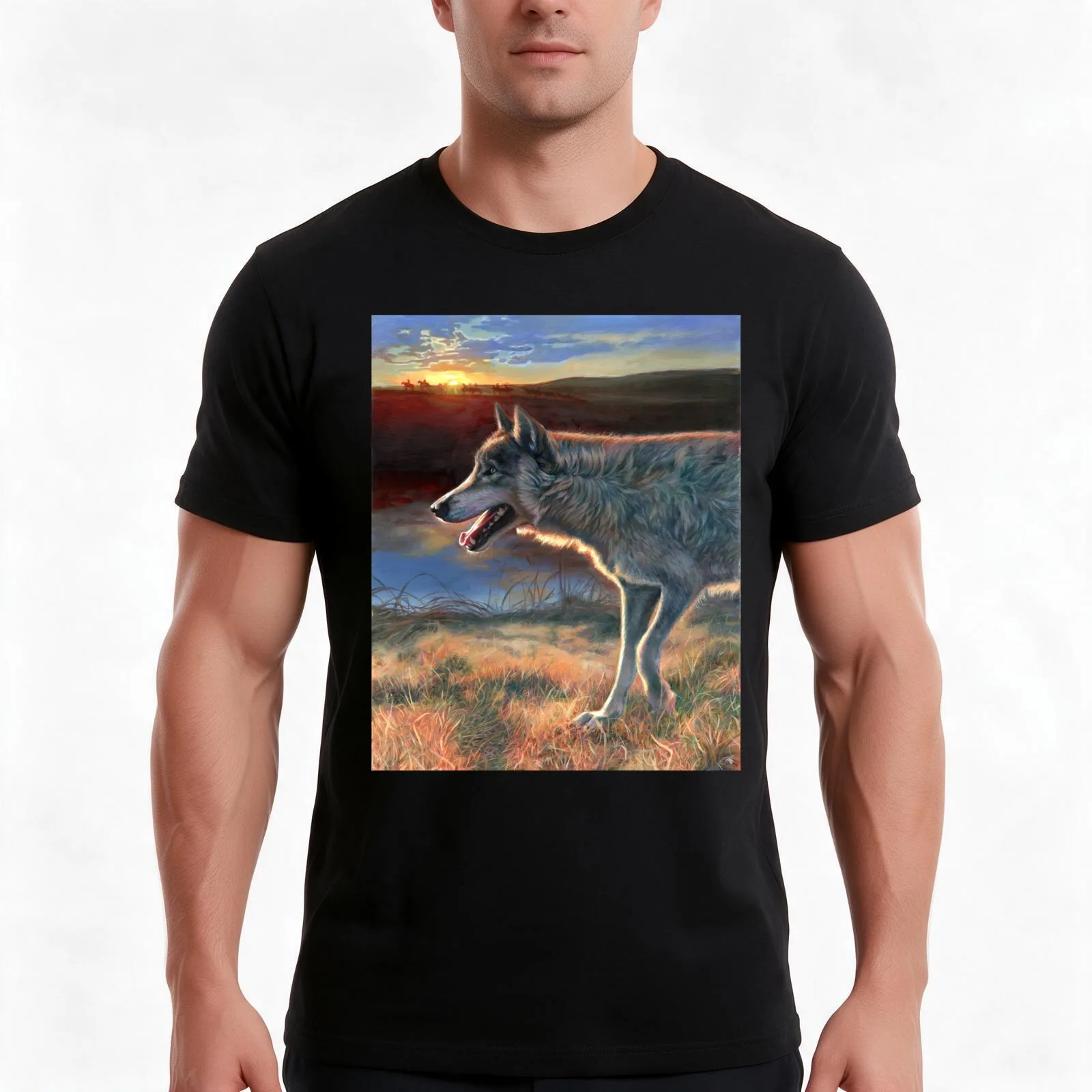 Two Socks - Dances with Wolves T-Shirt, Summer Casual Cotton Tee, Oversized Streetwear Tops, Vintage Graphic Print, 100% Cotton