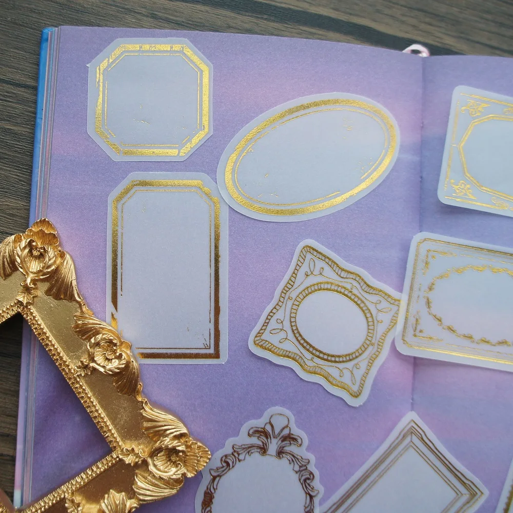 

30pcs Gold Frame Design Mirror Doorcase Window Print Paper Creative Craft Paper Background Scrapbooking Gift Use