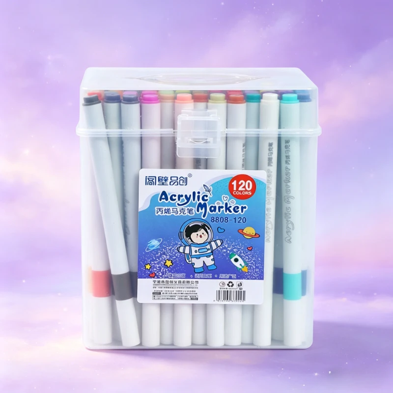 

Premium Acrylic Marker Set 12-120 Colors Art Drawing Pens for Kids Students Gift Box