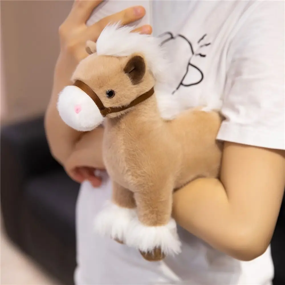 PP Cotton Realistic Horse Plush Toys Fluffy Soft Stuffed Standing Warhorse Doll Collection Portable Horse Mascot Stuffed Animal