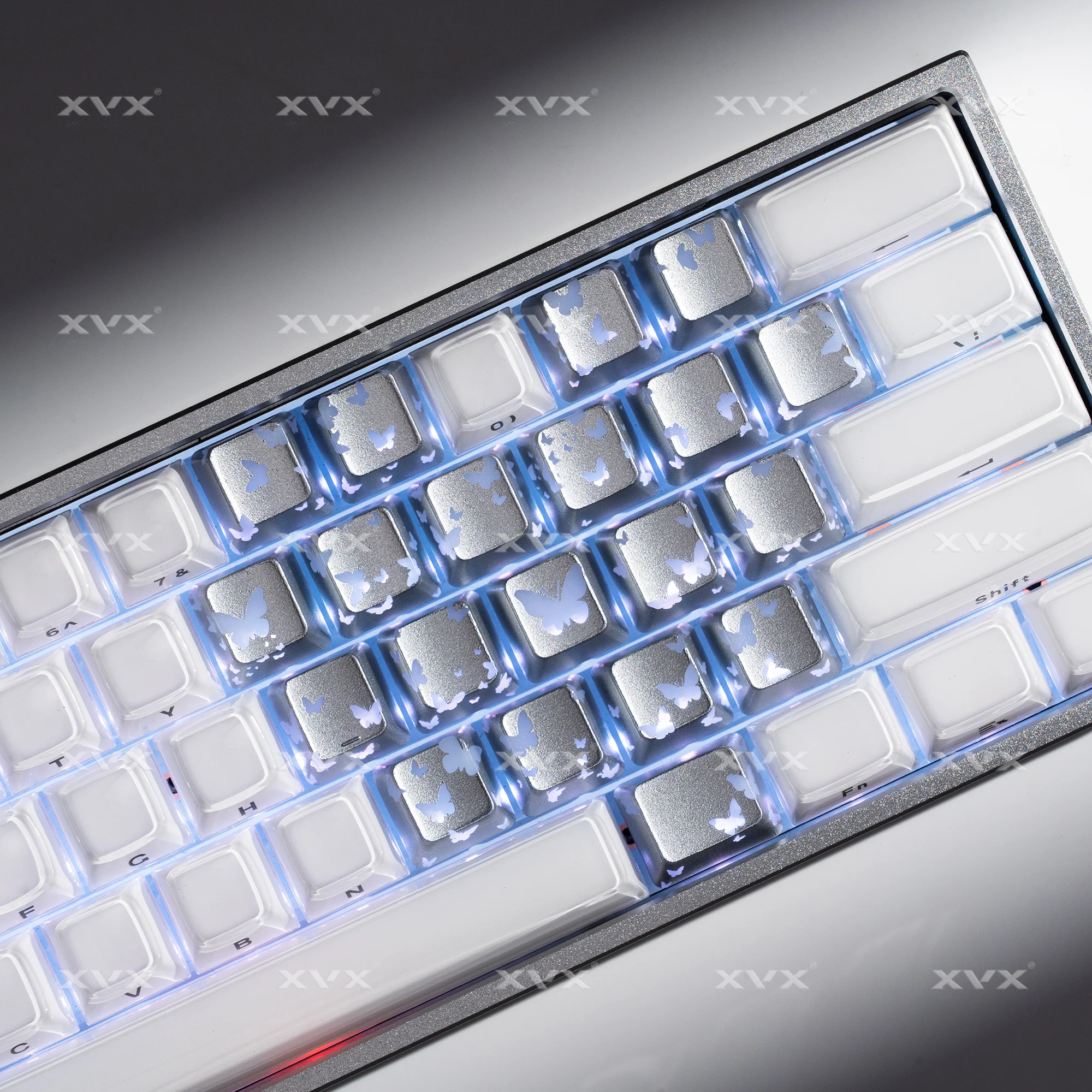 

Butterfly Keycap Love Supplement Pink Pattern Transparent IMD Keycap Magnetic axis Mechanical keyboard cap