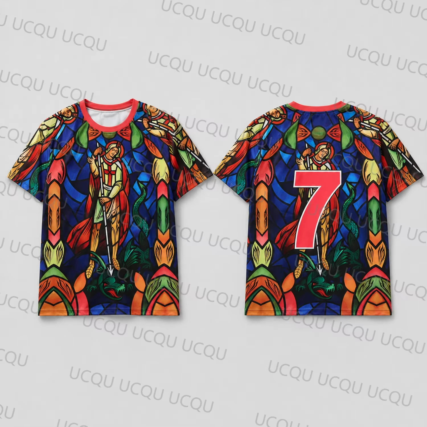 Stained‑Glass Art Soccer Graphic Jersey Quick‑Dry Short Sleeve Top Black Grey Print Unisex Summer Fan Streetwear Tee Men Women