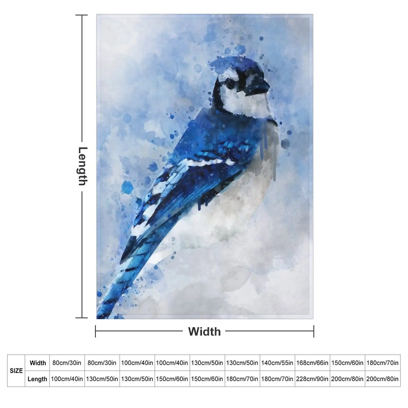 Dramabite Watercolour blue jay bird artistic artsy animal painting Throw Blanket