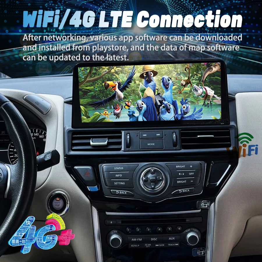 12.3 Inch  4G GPS Navi Multimedia Head Unit qled Screen Android 15 Car Radio for Nissan Pathfinder 2012-2020 Wireless Carplay
