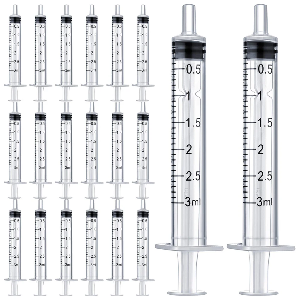 

3ml Sterile Disposable Plastic Syringe 100 Pack, Individually Wrapped for Watering Measuring Refilling DIY Lab Use