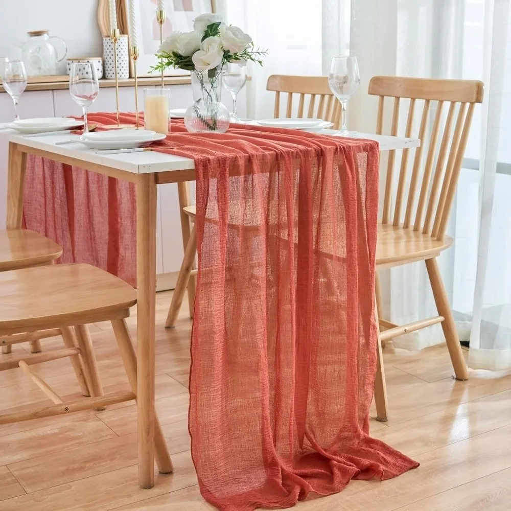 

Table Decor Vintage Table Runners Seersucker 300cm Gauze Tablecloth Semi-Transparent Boho Wedding Decoration Birthday