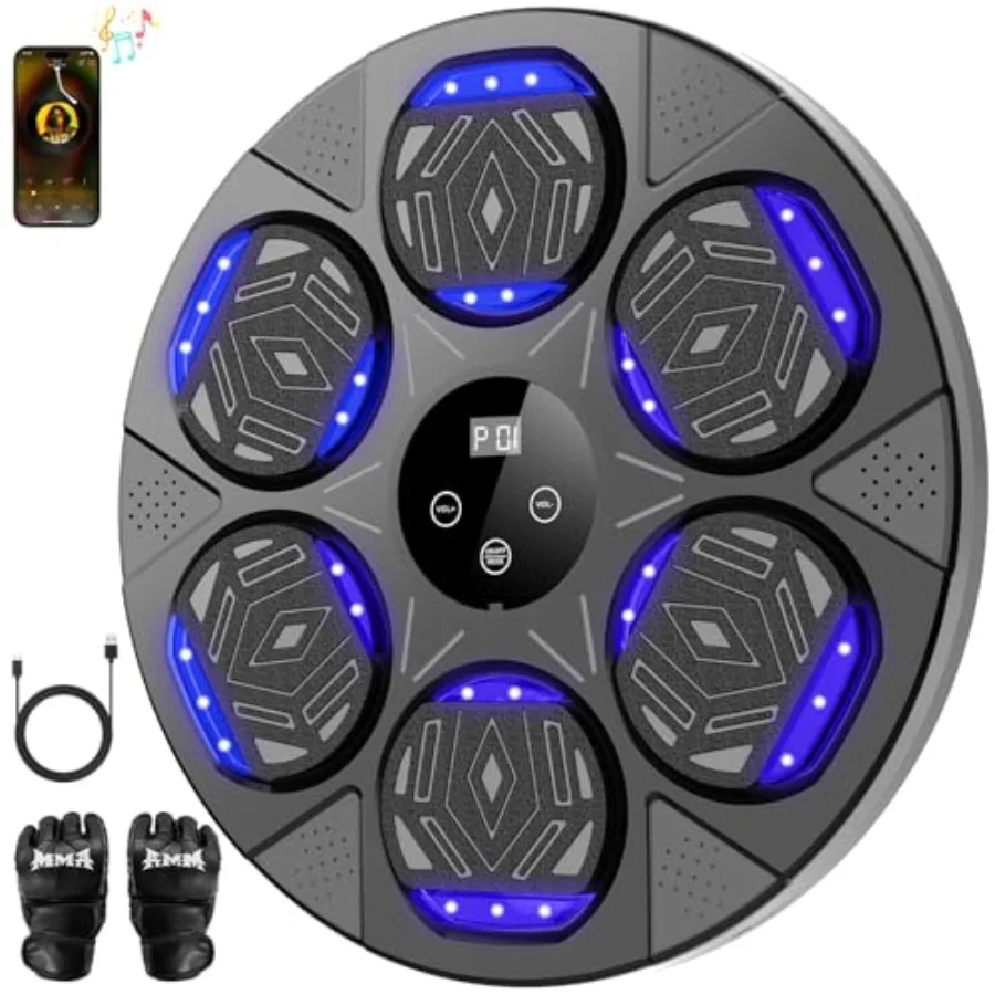 

Музыкальный боксерский тренажер для настенного крепления, Bluetooth-совместимое умное оборудование для тренировок с боксерскими перчатками и мишенью для домашнего использования