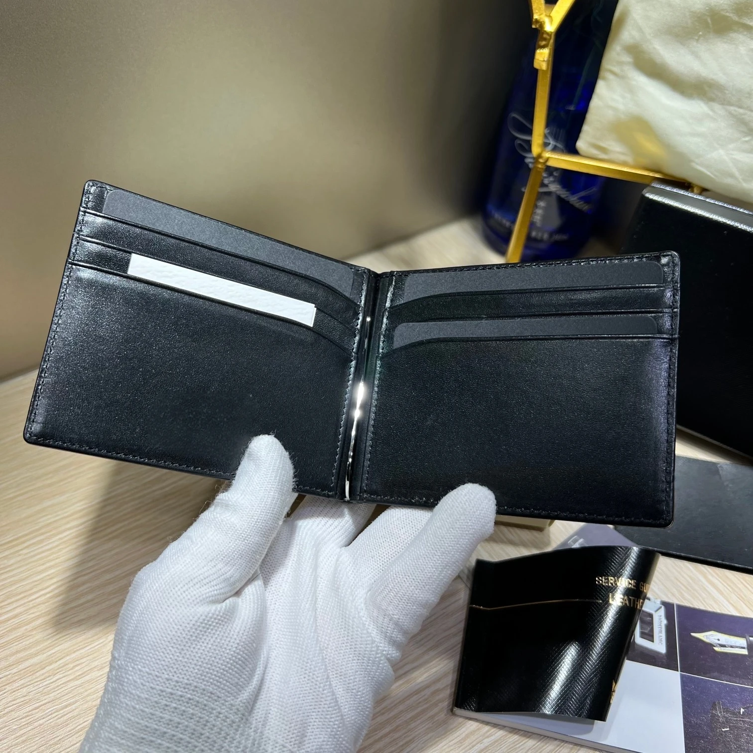 U005525 # 1191309 محافظ فاخرة بالدولار الأمريكي مجموعة جلدية مصنوعة يدويًا حامل بطاقة Meisterstuk مقاطع المال هدية عيد #5