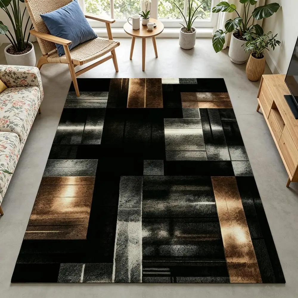 2D 1 Piece Soft, Comfortable, Easy to Care, Machine Washable Indoor Rug, Suitable for Grunge Geometric Style Home Decor, Ideal for Living Room, Bedroom, Office, Entryway, Dining Area, Hallway, Under Dining Table, Sofa Side