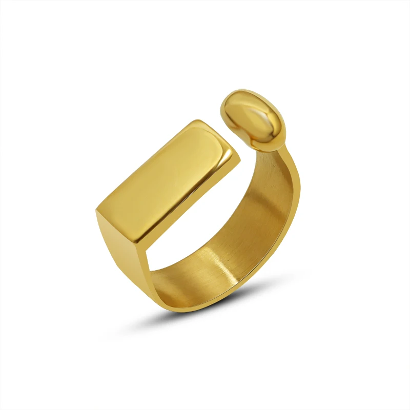 Minimalist Rings In 316L Stainless Steel With 18k Gold Plated Waterproof Non Tarnish Women\'s Ring Aesthetic Woman Jewelry