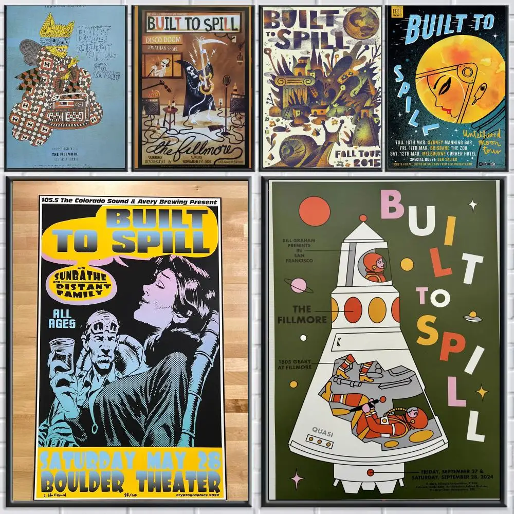band B-Built To Spill-L Poster Peel and Stick Wall Art for Cafe Office Bar and Home Decoration
