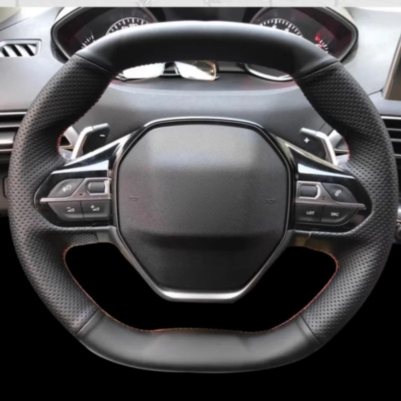 

Car Steering Wheel Cover Genuine Leather For Peugeot E-208 508 208 3008 4008 5008 2016 Auto Steering Wheel Cover Car Accessory