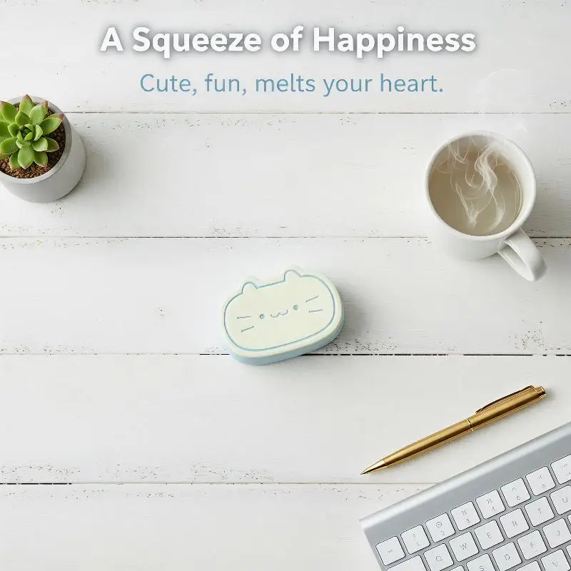 Kawaii Pudding Cat Mochi Squeeze Toy Soft  Stress Relief Vent Toy for Adult Office Anxiety Relief Kids Gift