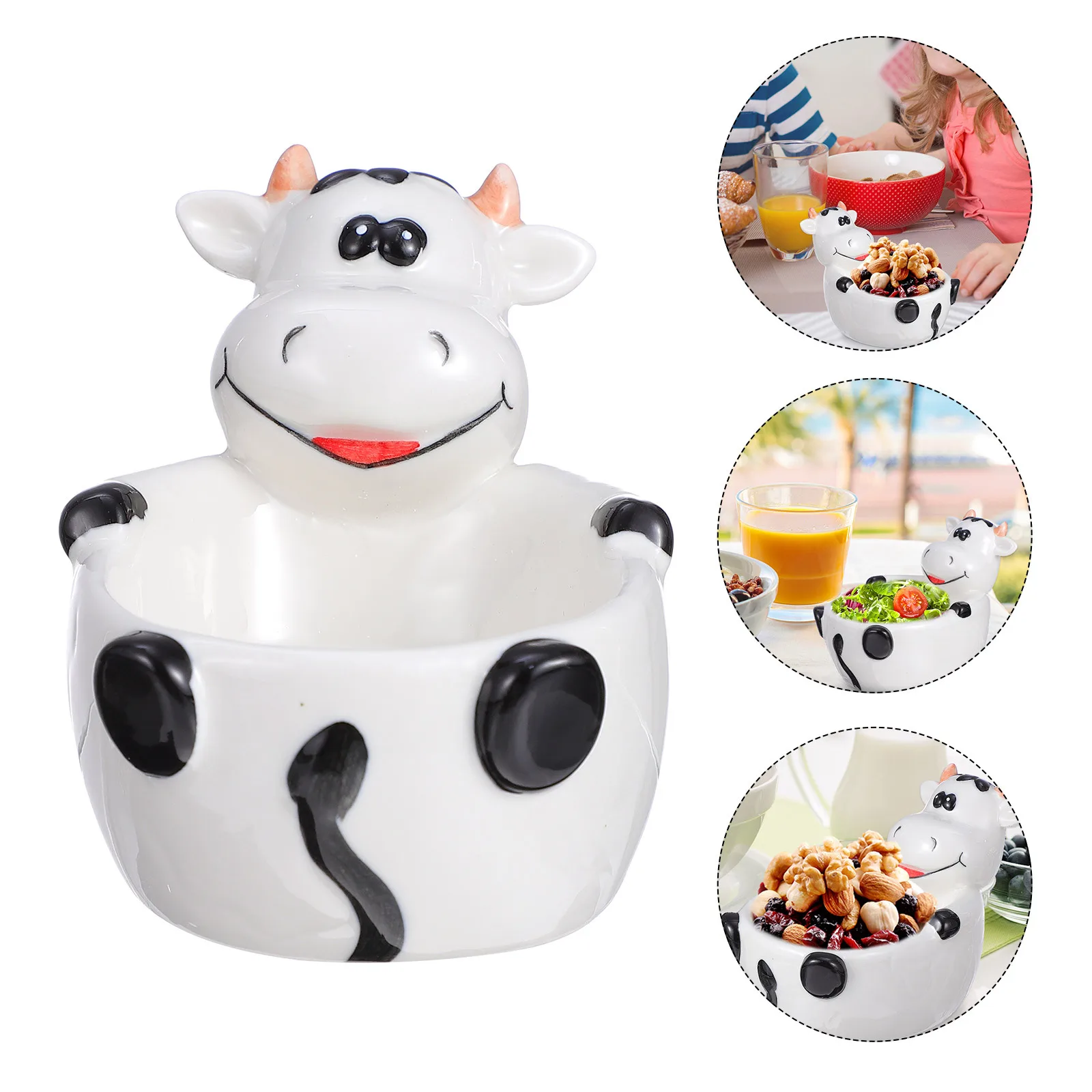 

1Pcs Ceramic Cartoon Animal Bowl Small Cow Shape Breakfast Dessert Food Container Home Tableware Ceramic Bowl Food Container