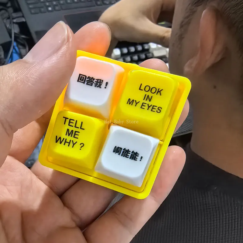 DIY Keyboard Sound Emulator Luminous Relief Stress Toy Quotation Pronunciation Light-Up Pass The Time Keys Button Pilot Keychain