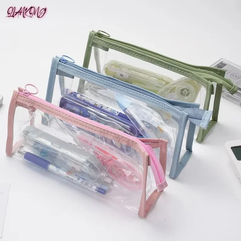 

Transparent Pencil Case Astethic Holster Pencil Pouch Clear Capacity Bag Cosmetic Bag School Study Stationery Office Supplies