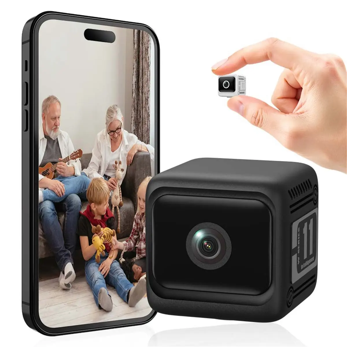 fitfit 1080P HD Mini WiFi Camera with Night Vision, Remote Viewing, Ultra Long Standby Mobile Detection for Home Security Black